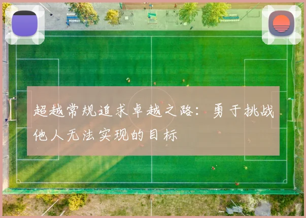 超越常规追求卓越之路：勇于挑战他人无法实现的目标